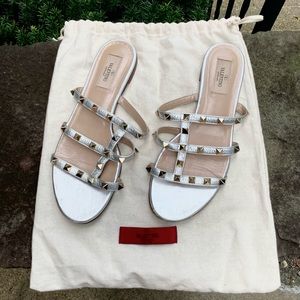 Valentino Garavani Silver Metallic Sandals